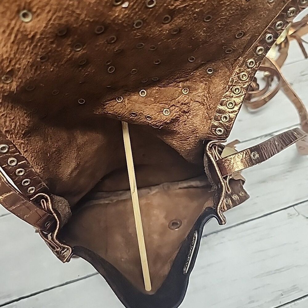 Vintage Unique Handmade Artisan Brown Leather Boho Small Crossbody Shoulder Bag - Picture 4 of 12